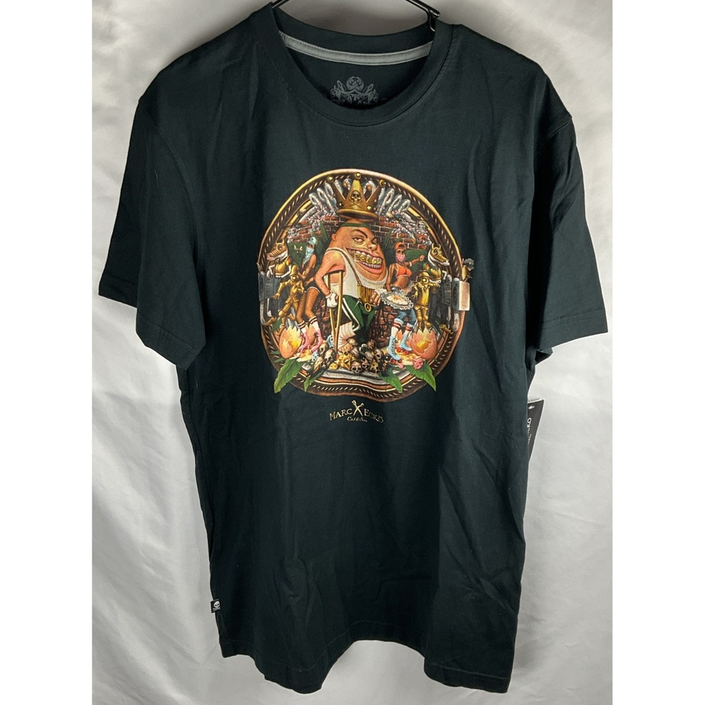 Marc Ecko Mens‎ L Black Graphic Tee Deadstock Crown Art Streetwear Shirt NWT